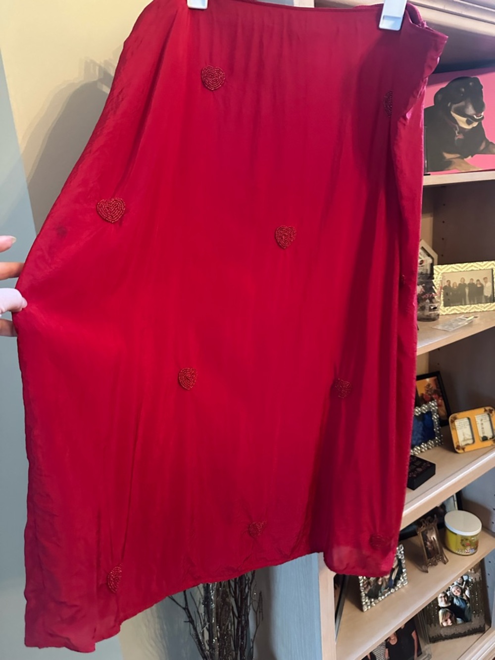 Red heart beaded skirt XXL